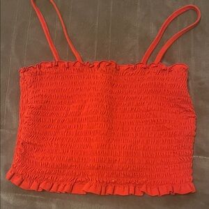 Red Smocked Women's Top